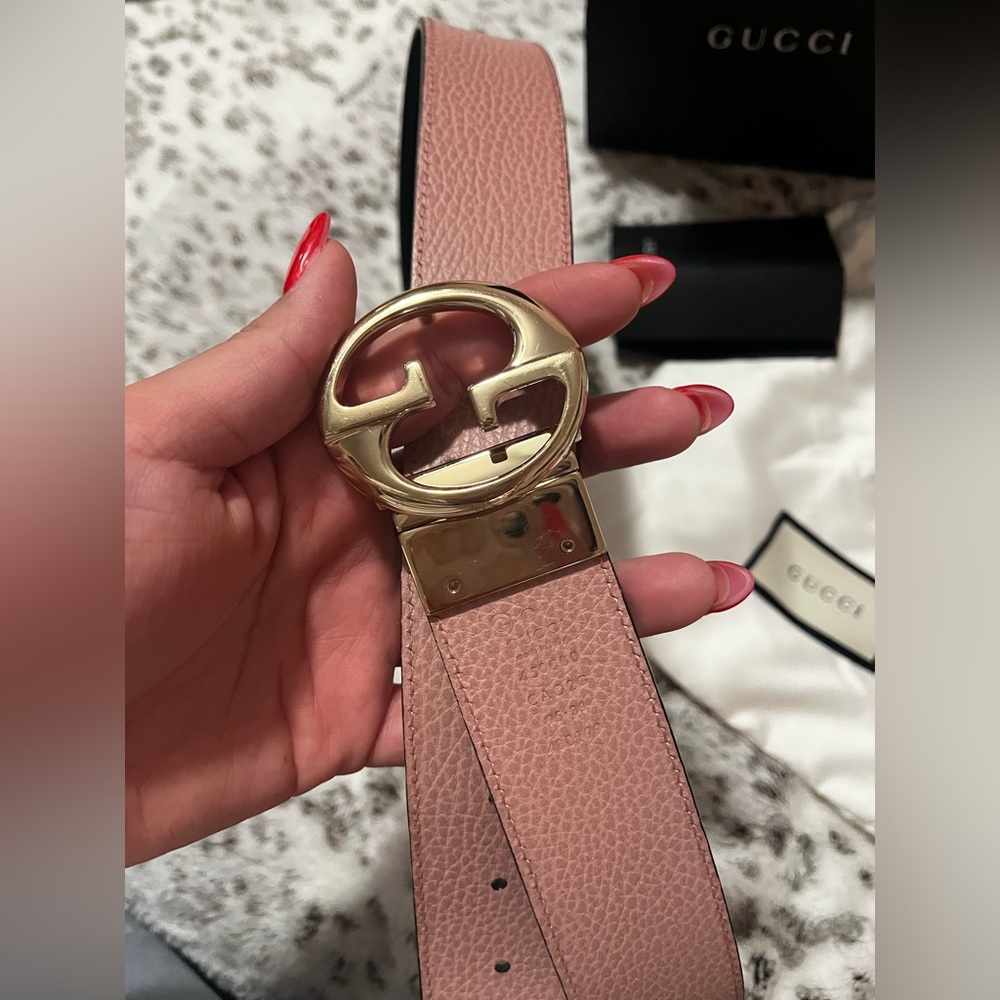 Gucci belt 2 way black/ light pink size 95•38